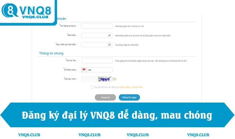 Đại Lý VNQ8 2 Đăng ký đại lý VNQ8 dễ dàng, xác minh nhanh qua Telegram
