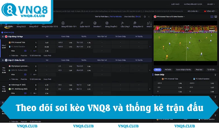 Thể Thao VNQ8 3 Người chơi theo dõi soi kèo VNQ8 và thống kê trận đấu trên sảnh thể thao